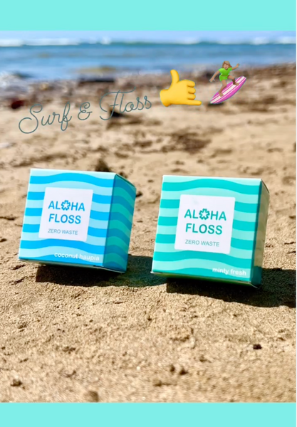 YES 🙌 to Biodegradable Zero Waste Aloha Floss infused with Coconut Oil 🥥. You can now Surf 🏄🏽‍♀️ and Floss 🦷 at the same time. All the 🐢 🐠 🐳 🐟 say “Mahalo! No more plastic floss please!”