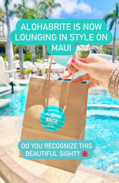 ALOHABRITE is now lounging in style on Maui. 🏖️ Do you recognize this beautiful place on the island 🏝️? You will now find our Zero Waste + Biocompatible products here! Happy Teeth + Happy Oceans 🐳 🦷 🐠 💕