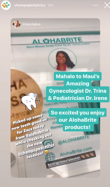 👩🏻‍⚕️ Mahalo to Maui’s Amazing Gynecologist Dr. Trina & Pediatrician Dr. Irene. We are so excited you, your children and patients are enjoying our AlohaBrite products! 🦷💕