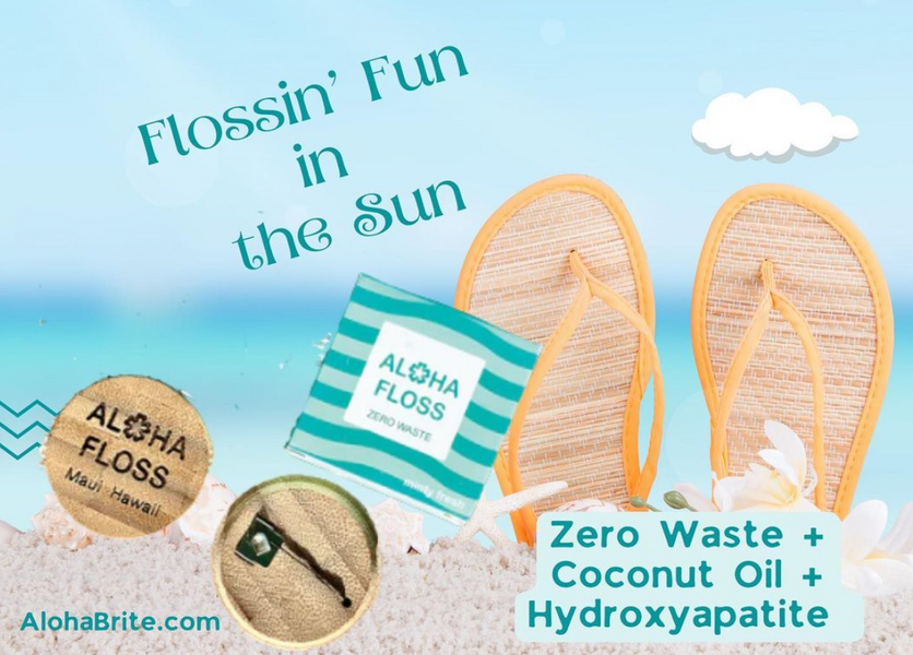 🍃 🌀 Zero Waste Aloha Floss keeps plastic out of your teeth and gums and keeps the good stuff in! 🦷 🥥 The biodegradable floss is infused with enamel strengthening hydroxyapatite and soothing coconut oil.