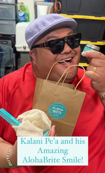 Check out Kalani Pe’a’s Amazing AlohaBrite Smile! @kalanipeamusic Mahalo for your kind words and we are so happy you are enjoying our AlohaBrite products! 🦷💕