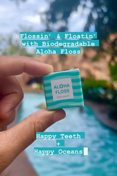 Flossing and floating on the @disneyaulani river! 🏝️ Why floss with plastic when you can floss with biodegradable Aloha Floss?! Better for our oceans, and better for our bodies ❤️ 🐠