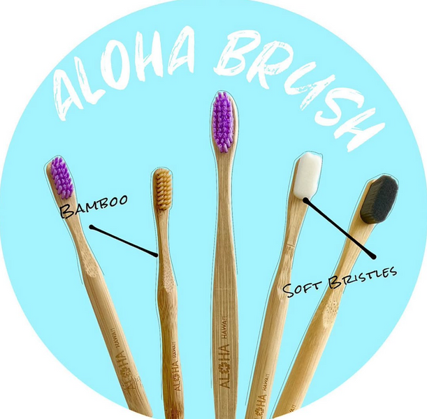 August 3, 2023 Our beautiful ALOHA Bamboo handle toothbrush with soft bristles 🌸🪥✨  Bamboo handle is zero waste.