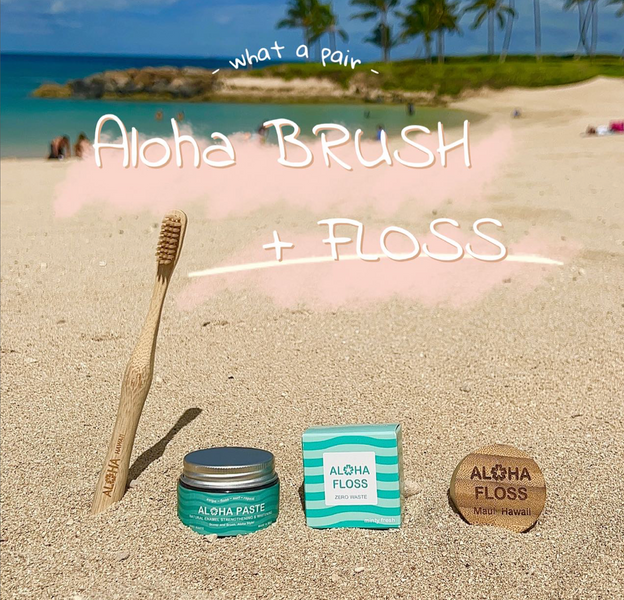 August 31, 2023 ~ These two really compliment eachother 🩵  First you brush with our aloha brush + paste and follow up with our aloha floss!  Then smile BRITE!!!