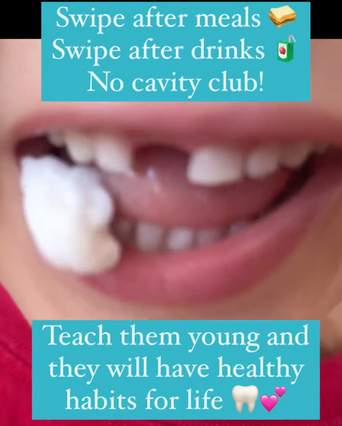 October 6, 2023 ~ 🥪 Swipe after meals. 🧃 Swipes after drinks. Keep a container of Aloha Tooth Swipes in your child’s backpack or lunchbox so they can Swipe off all the sugars, starchy foods and acidic drinks after meals.