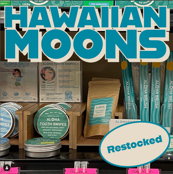 January 17, 2024 ~ Aloha Tooth Swipes, Toothpaste Tablets and Aloha Floss fully restocked at Hawaiian Moons in Kihei! @hawaiianmoons